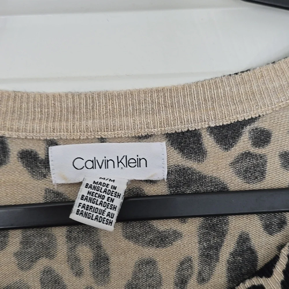 Calvin Klein Leopard Print Blouse - Black and Tan Sz Med - Picture 3 of 4